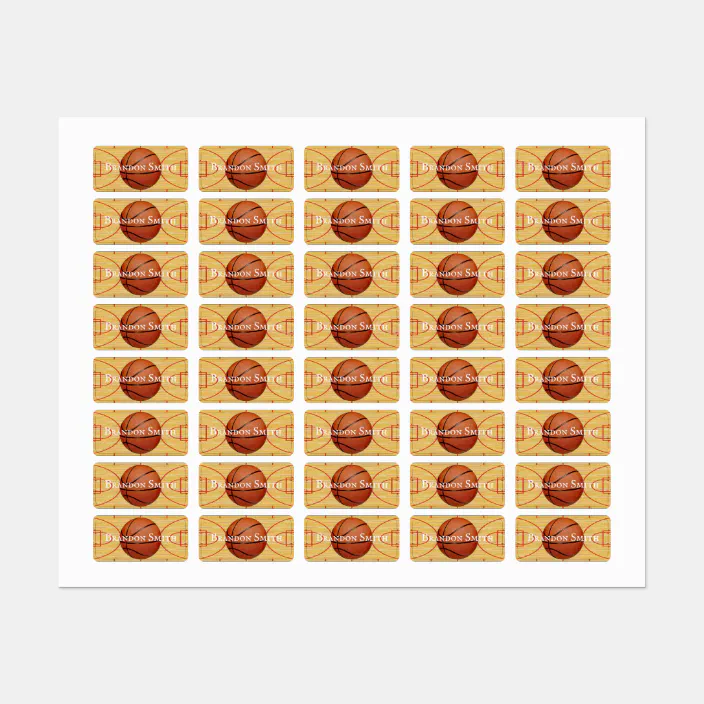 Basketball Court Ball Design Name Tags Labels | Zazzle.com