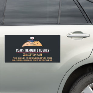 Basketball Court, Basketball Player, Coach, Car Magnet
