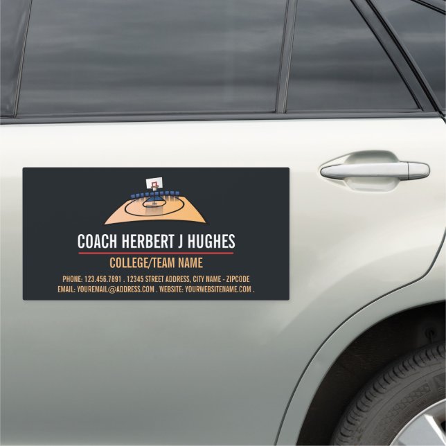 Basketball Court, Basketball Player, Coach, Car Magnet (In Situ)