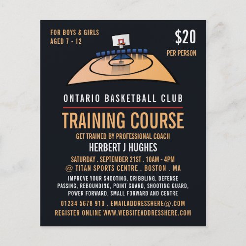 Basketball Court Basketball Training Course Flyer