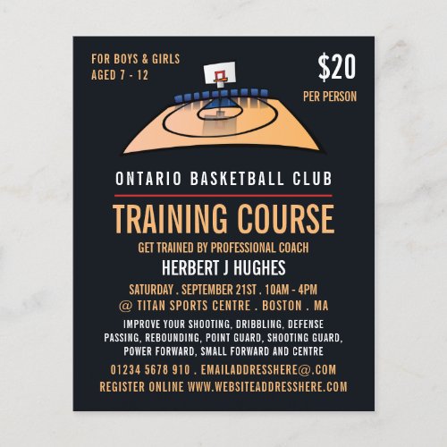 Basketball Court Basketball Training Course Flyer