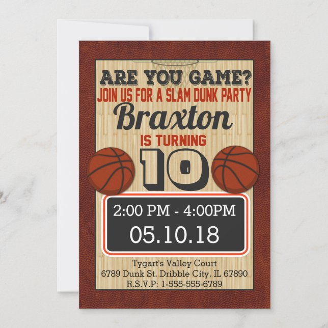 Basketball Court Boys Birthday Party Invitation (Front)