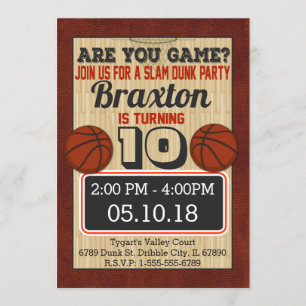 Basketball Court Boys Birthday Party Invitation