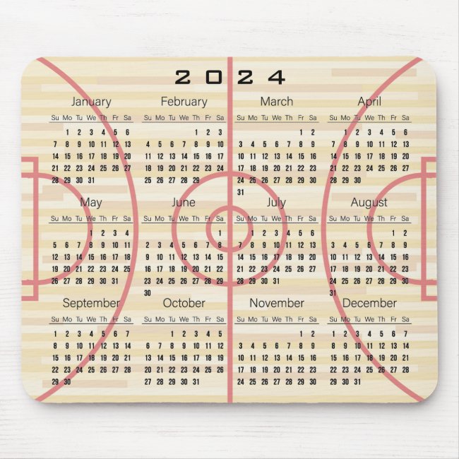 Basketball Court Design 2024 Calendar Mousepad