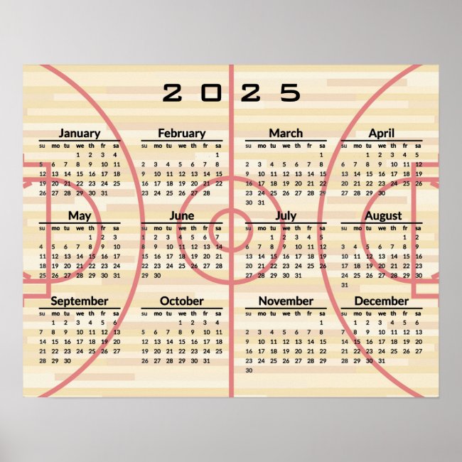 Basketball Court Design 2025 Calendar Poster