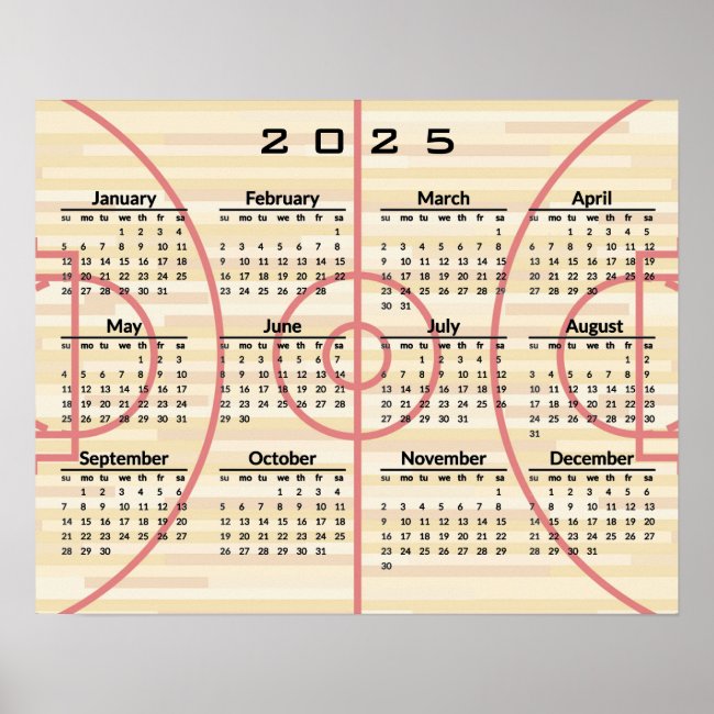 Basketball Court Design 2025 Calendar Poster