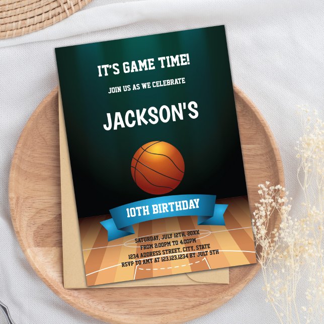 Basketball Court Floor Birthday Invitation (Basketball Floor Birthday Invitations)