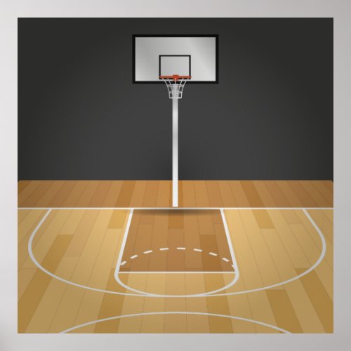 Basketball court illustration poster