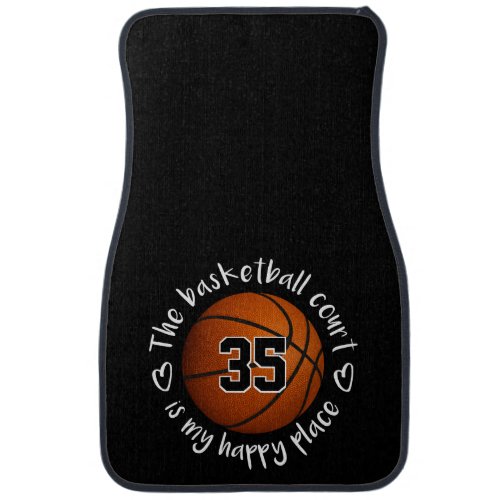 Basketball court is my happy place typography car floor mat