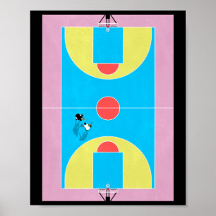 Basketball Court Pastel Colors Poster