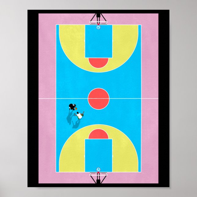 Basketball Court Pastel Colors  Poster (Front)