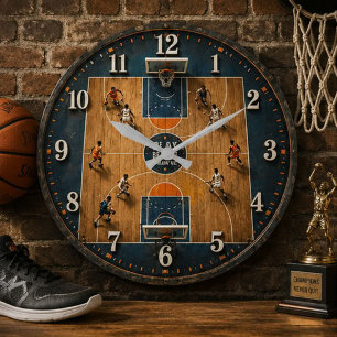 Basketball Court Player Coach & Athlete Gift Large Clock