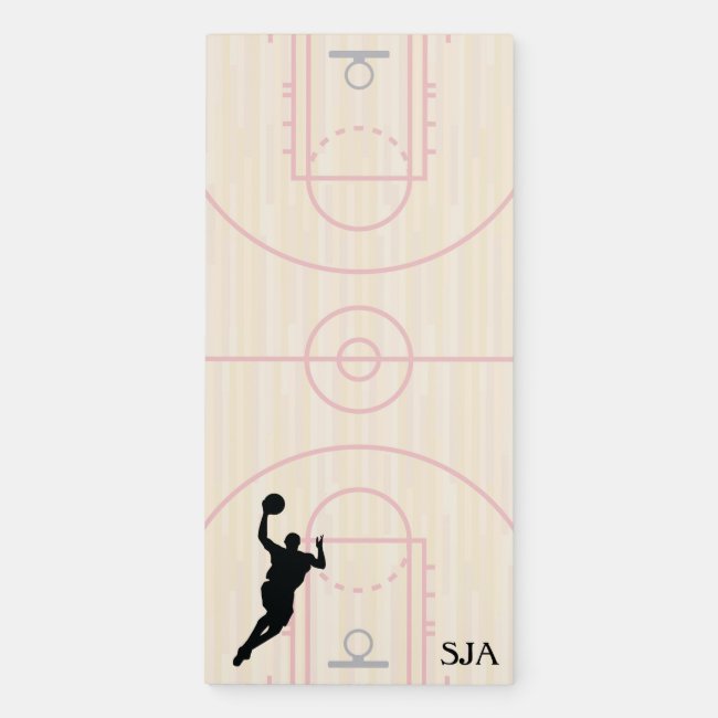 Basketball Court Player Magnetic Fridge Notepad