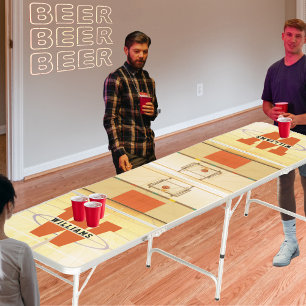 Basketball Court Sport Name Monogram Beer Pong Table