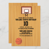 Basketball Court Sports Custom Birthday Party Invitation (Front/Back)