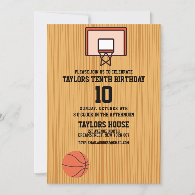 Basketball Court Sports Custom Birthday Party Invitation (Front)