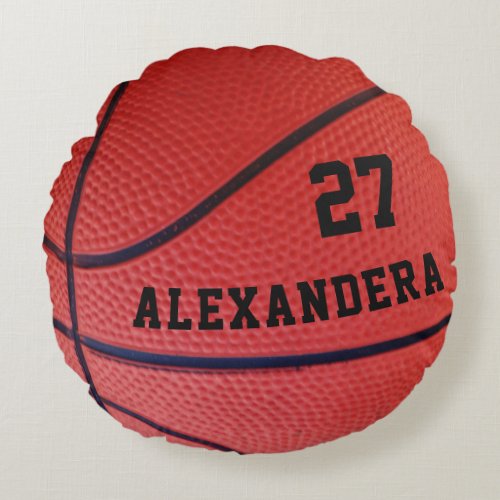 Basketball  create your own player Name Team Round Pillow