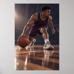Basketball Crossover Dribble – Dynamic Indoor Spor Poster