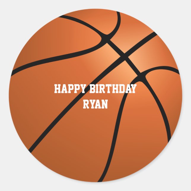 Basketball Custom Birthday Classic Round Sticker (Front)