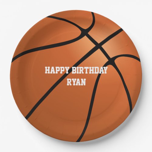 Basketball Custom Birthday Paper Plate