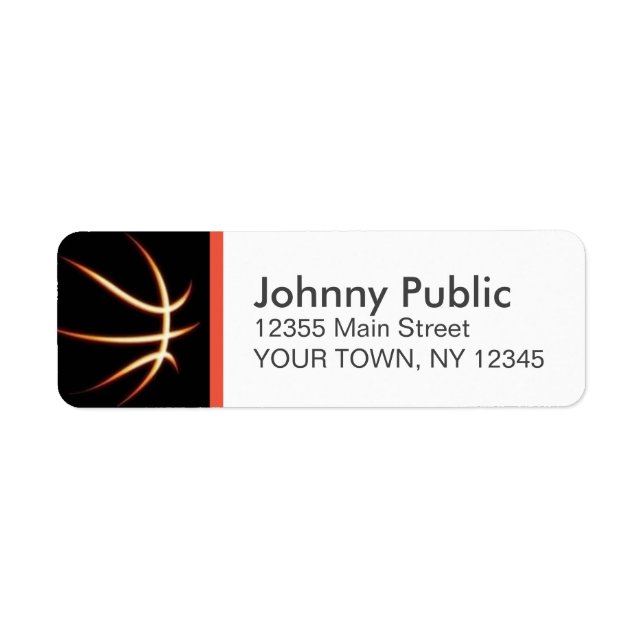 Basketball Custom Color Strip Address Label (Front)
