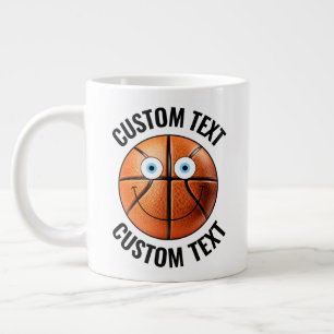 Basketball Custom Happy Face & Personalized Text Giant Coffee Mug