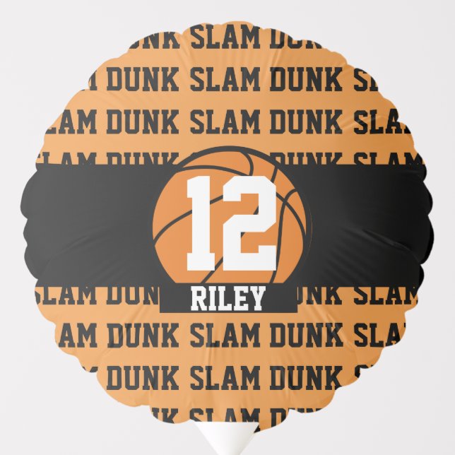 Basketball Custom Name Age Slam Dunk Balloon (Front)