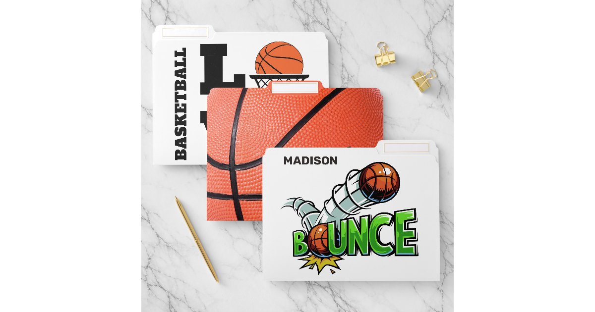 Customised Name Files Basketball custom name file folder set | Zazzle