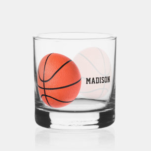 Basketball custom name whiskey glass