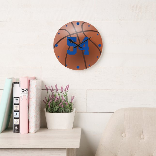 Basketball Custom Number Large Clock (Reading Room)