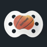 Basketball custom pacifier<br><div class="desc">Change the text field to what you want. You can also change the font and its size and color by using the "Customize it" function. See my store for more items with this design.</div>