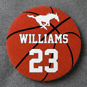 Basketball Custom Player Name Number and Team Logo Button