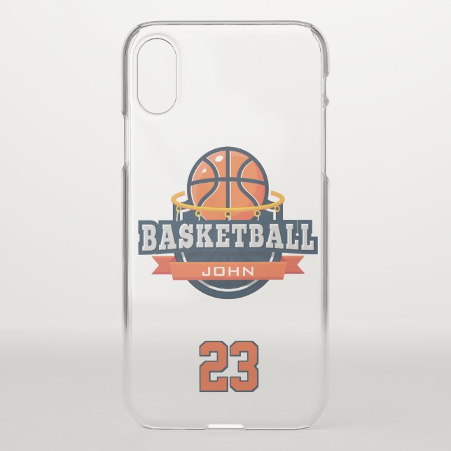 Basketball. Custom Player Name & Number. Uncommon iPhone Case (Back)