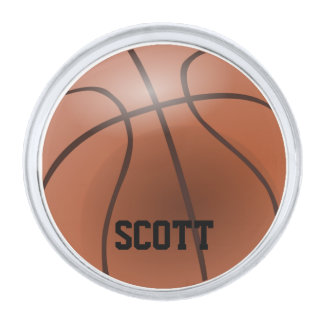 Basketball Custom Silver Finish Lapel Pin