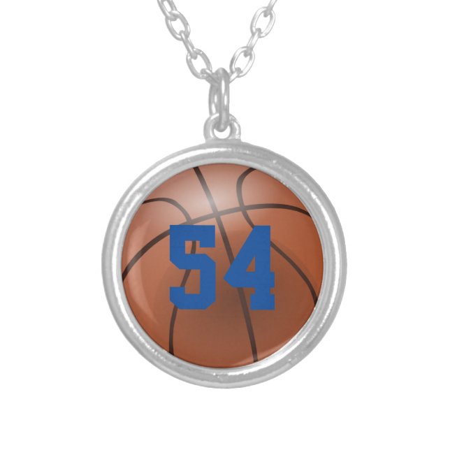 Basketball Custom  Silver Plated Necklace (Front)