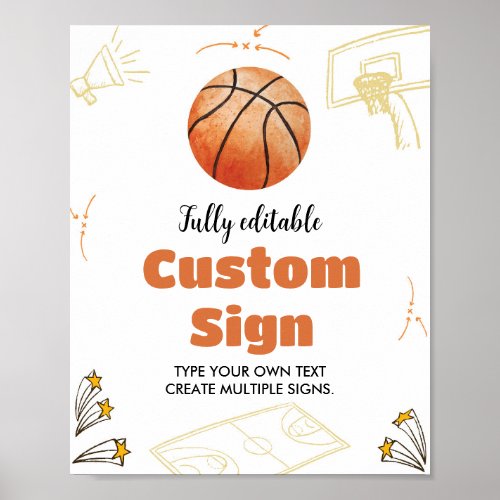 Basketball Custom Table Sign Birthday Baby Shower
