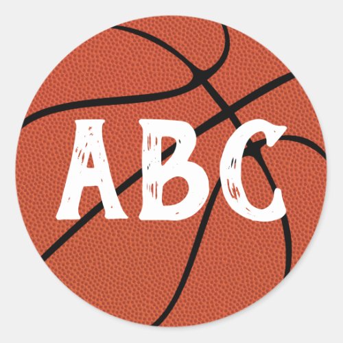 Basketball Custom Team Letters or Player Numbers Classic Round Sticker