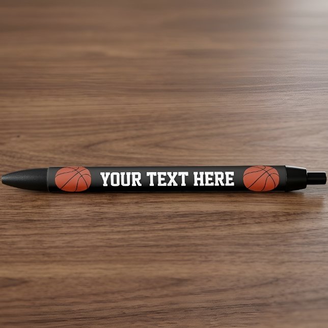 Basketball Custom Team Name / Text Coach's Pens 🏀 (Personalized basketball pen with custom team name or text.)