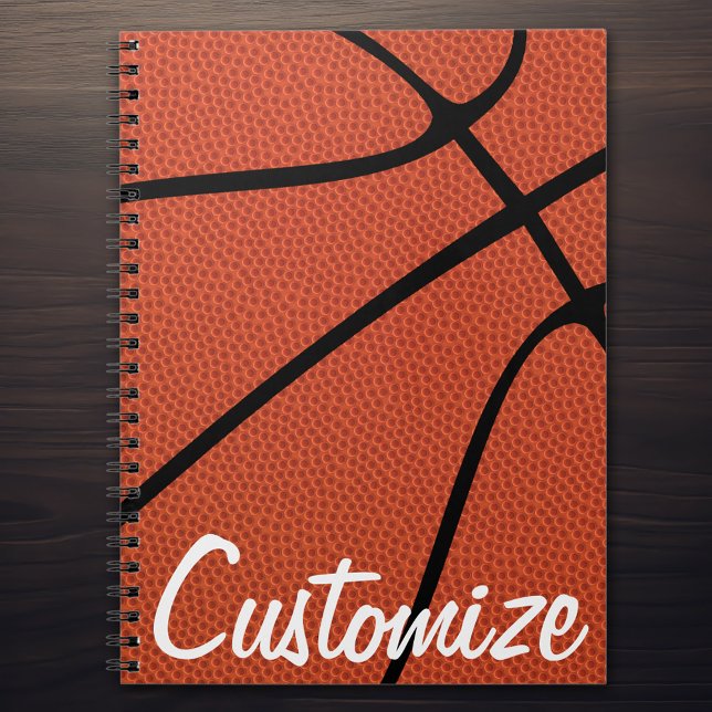 Basketball Custom Team or Player Name / Text Notebook (Basketball notebook with custom team name or text)