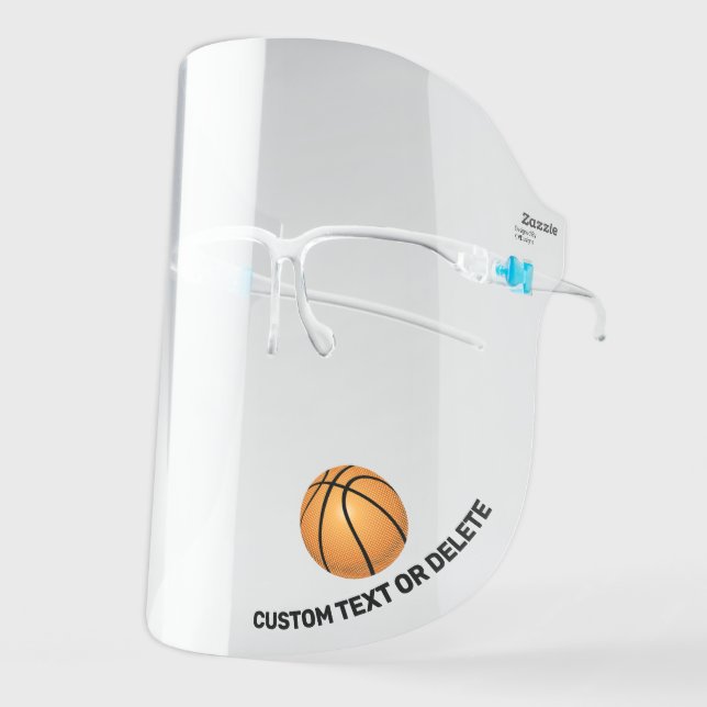 Basketball, Custom Text Personalized Sports Face Shield (Front Left)