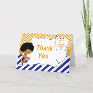 Basketball Cute African American Birthday Party Letterpress Thank You Card