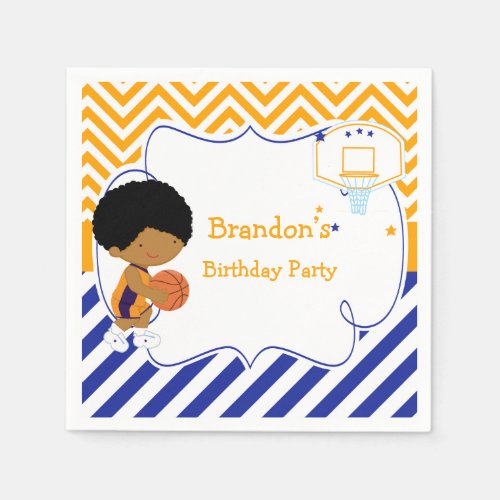 Basketball Cute African American Birthday Party Paper Napkins