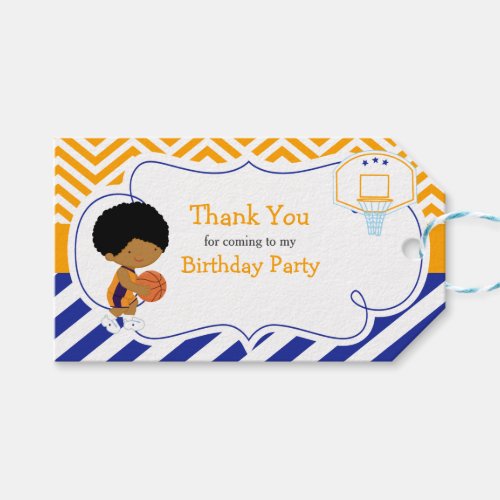 Basketball Cute African American Boy Gift Tag