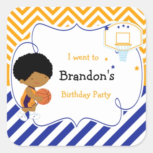 Basketball Cute African American Boy I went to Square Sticker