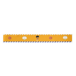 Basketball Cute African American Boy Satin Ribbon