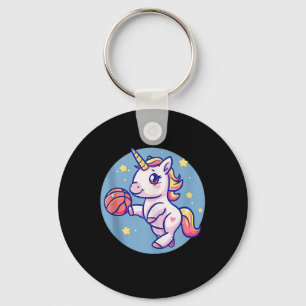 Basketball Cute Unicorn Drawing Artwork Basketball Keychain