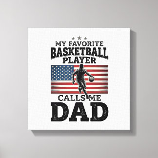 Basketball Dad Patriotic Vintage Engraving T-Shirt Canvas Print