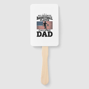 Basketball Dad Patriotic Vintage Engraving T-Shirt Hand Fan