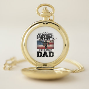 Basketball Dad Patriotic Vintage Engraving T-Shirt Pocket Watch