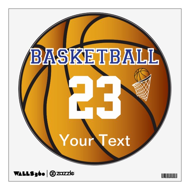 Basketball Dark Blue Letter Personalize Wall Decal (Front)